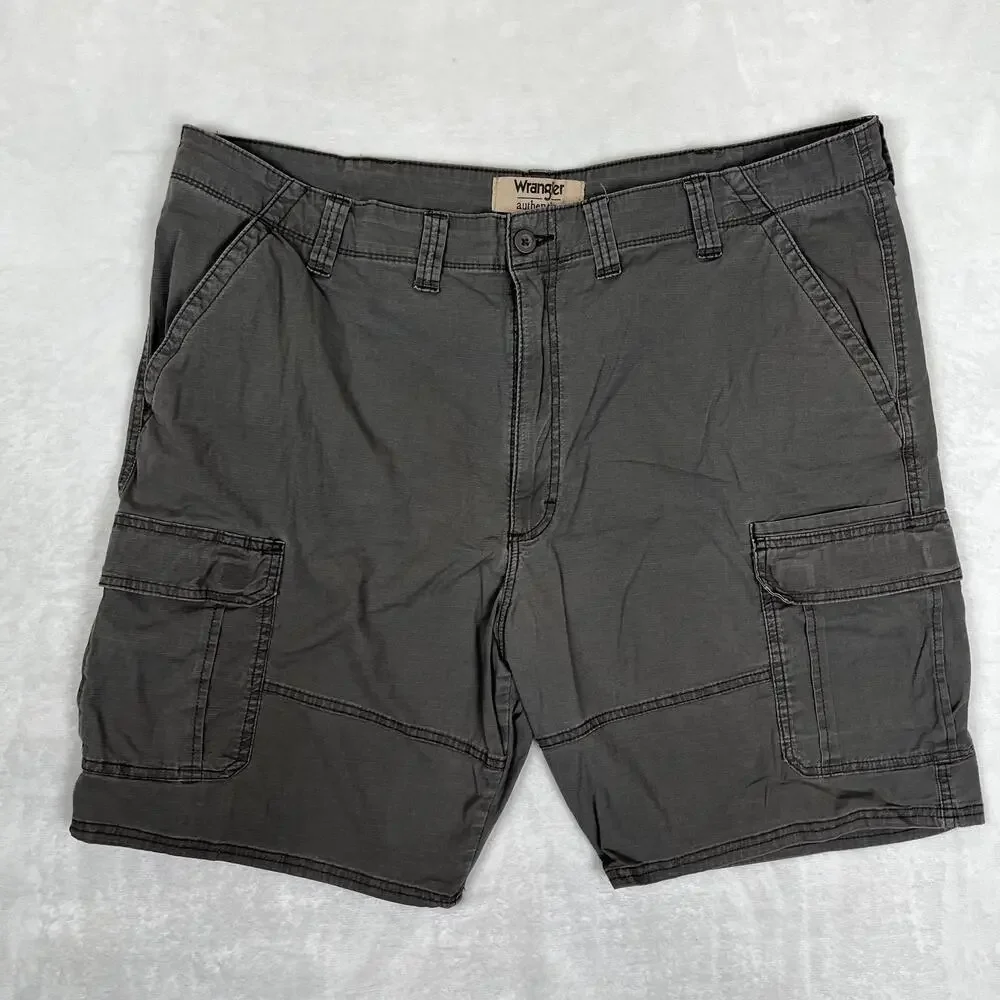 Wrangler Cargo Shorts Mens 44 Gray Ripstop Relaxed Fit 9 Inseam Stretch Utility